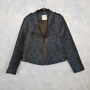 Impulse |Blue Iridescent Quilted Moto Jacket